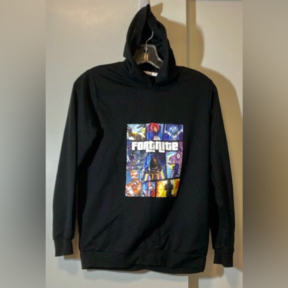 Fortnite Big Kids Black Hooded Sweatshirt Unisex Size S